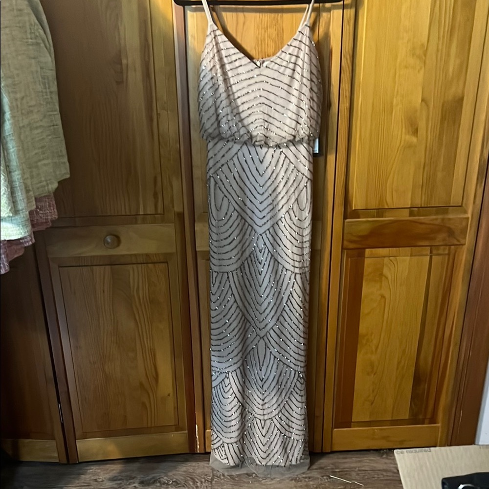 Adrianna Papell Black and White Sleeveless Maxi Sundress
